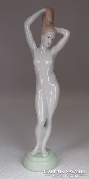 0M859 Régi Aquincum porcelán női akt 26.5 cm