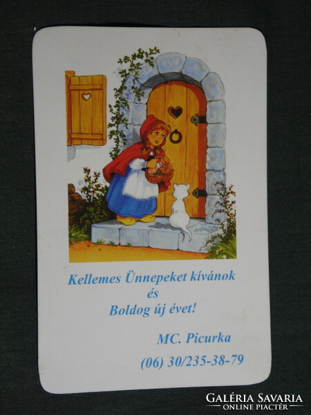 Card calendar, festive, mc. Picurka, graphic artist, little girl, kitten, 2002, (6)