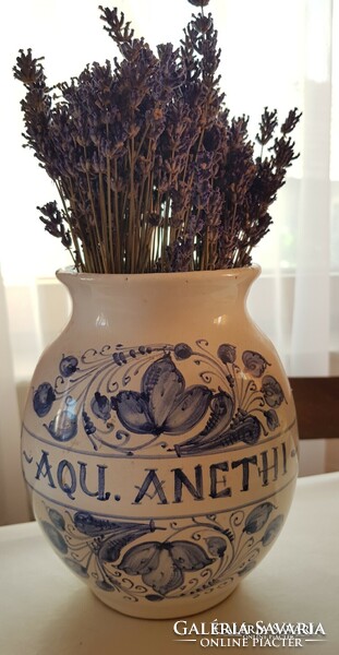 Duci kerámia váza kék dekorral