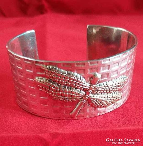 1997 Tiffany silver cuff bracelet with gold dragonfly decoration