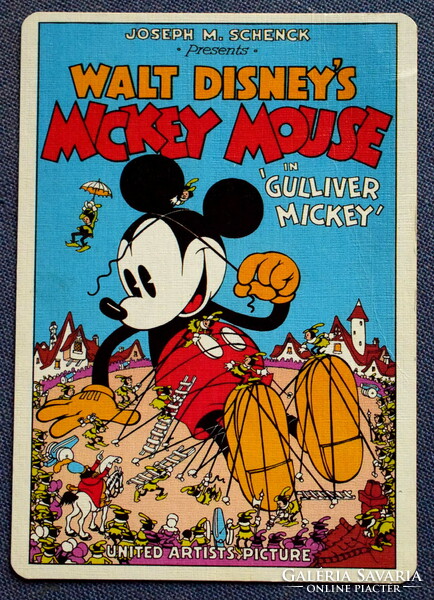 Retro walt disney postcard - mickey mouse guliver