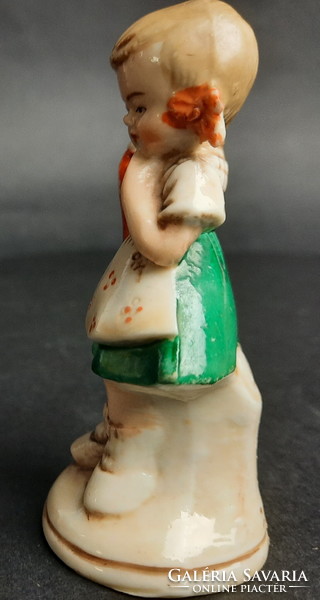 Kislány ernyővel antik Foreign német porcelán figura / nipp /413/