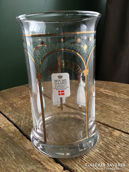 Old Danish holme gaard 2001 Christmas water glass, new in box
