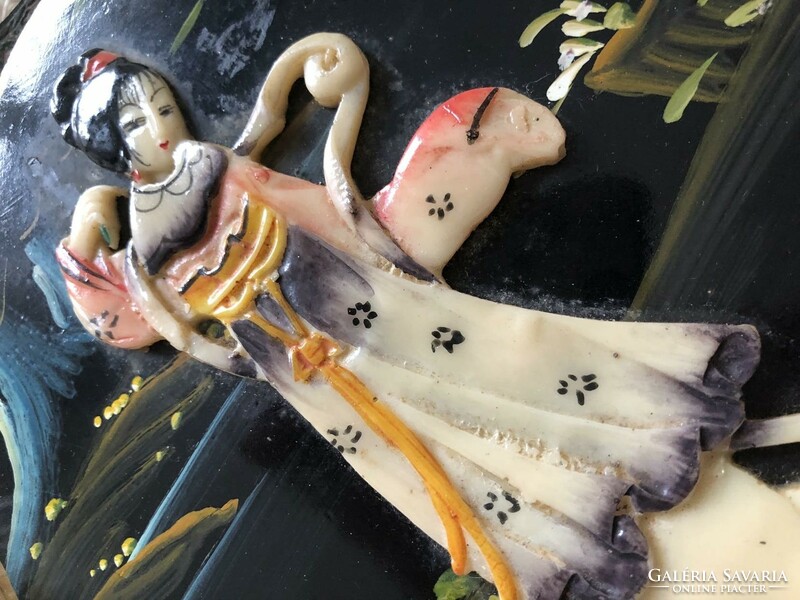 Fára festett, kidomborodó zsírkő figurák - kínai faliképek