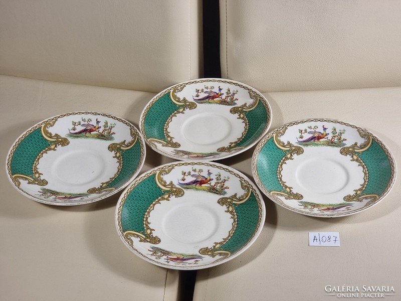 4 Pcs porcelain base royal myotts crown staffordshire england green chelsea bird plate