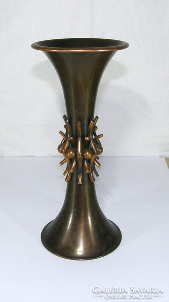 Bronz  szputnyik váza - Will Károly Zsűrizett kézműves iparművész munkája - 24 cm