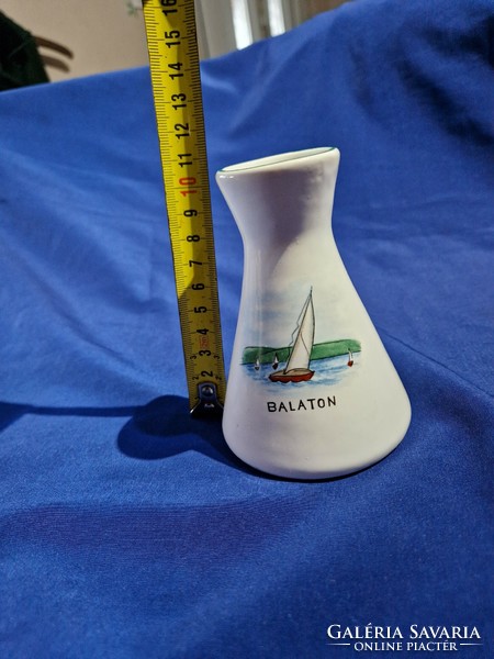 Retro ... Balatoni emlék vitorlás hajós Bodrogkeresztúri kerámia váza