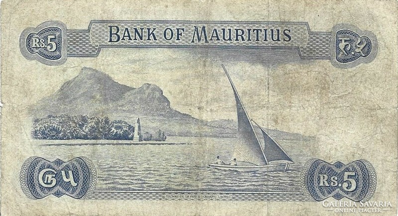 5 rupia rupees 1967 Mauritius 1.