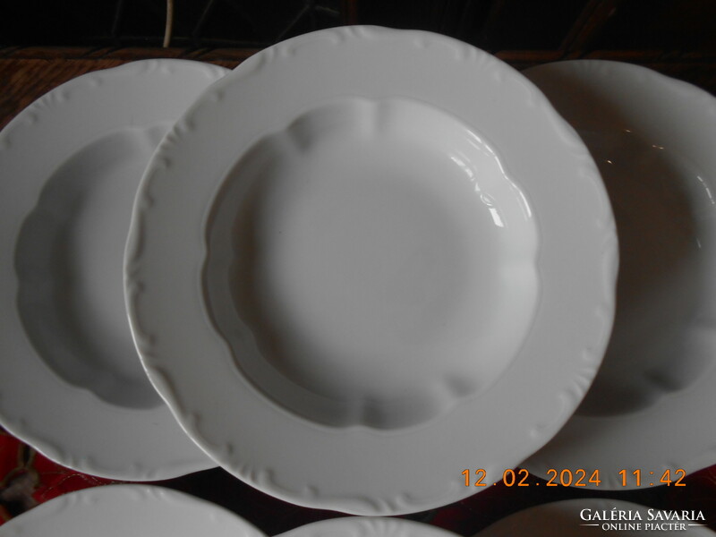 Zsolnay white deep plate, 6 pcs