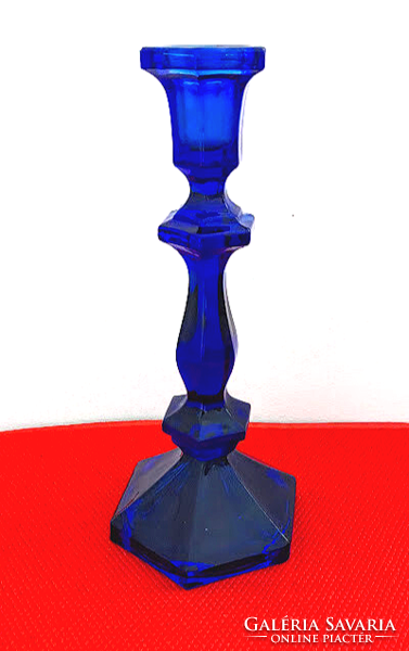 Üveg gyertyatartó kék
