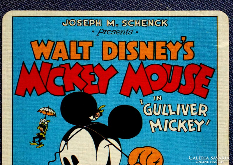 Retro walt disney postcard - mickey mouse guliver