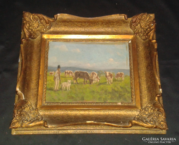Antique signed painting in frame (49 cm x 43 cm)