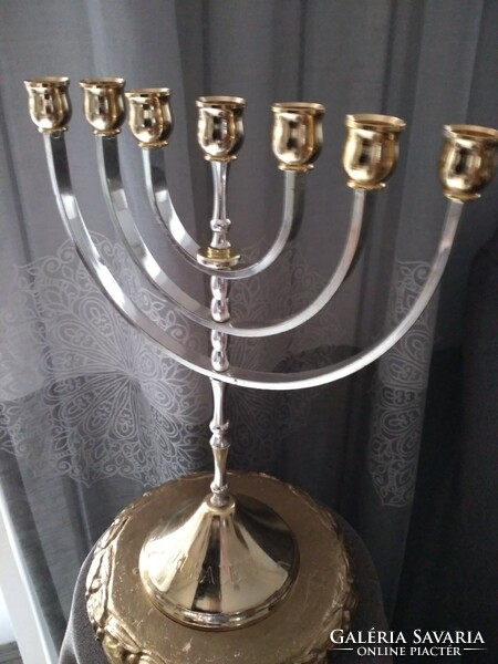 Judaica 24 kt. Menorah plated with gold
