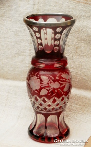 A 2-layer vase with a silver marked rim