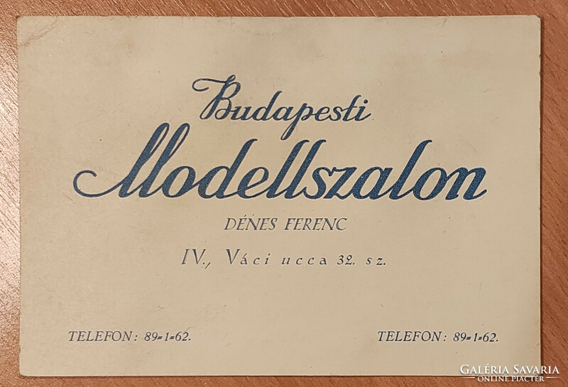 Budapesti Modellszalon divatüzlet 1934-es reklámlap, hátulján nyugtával