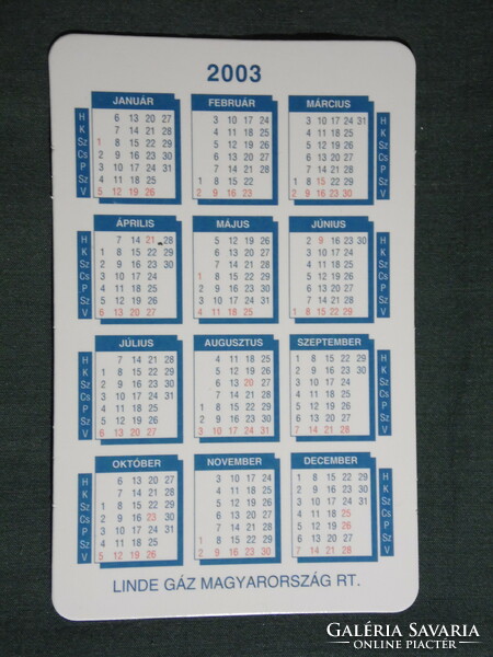 Card calendar, linde gáz rt., Repcelak, technical gas bottles, 2003, (6)