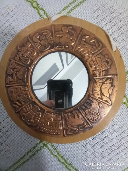 Mirror wood frame copper decoration zodiac sign astrology zodiac signs industrial art company retro