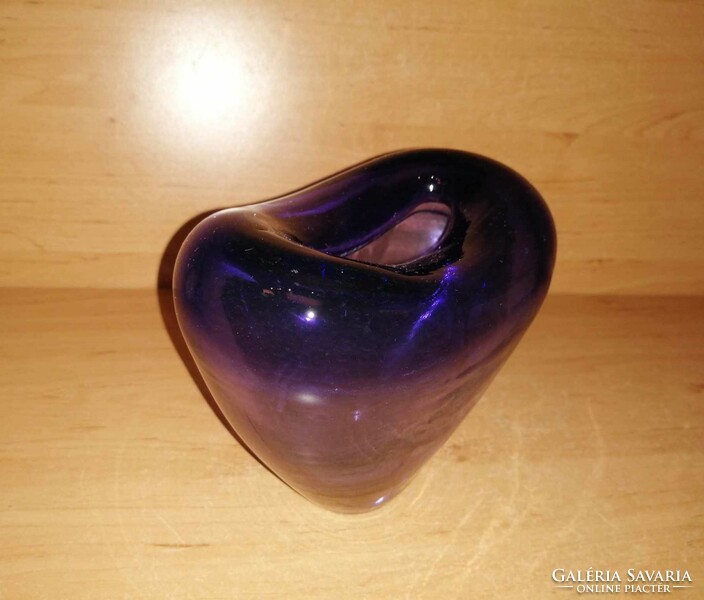 Purple thick glass heart-shaped vase (4p)
