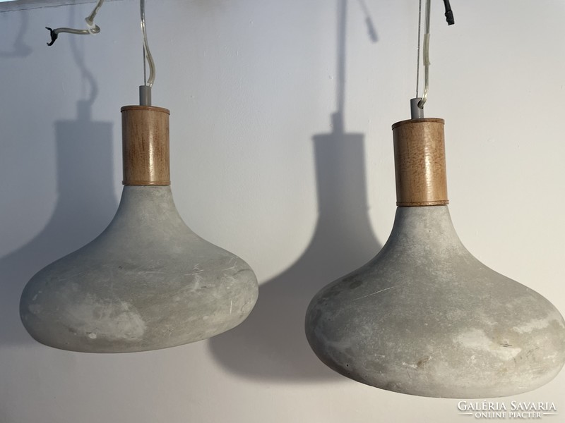 Industrial concrete and wood lamp