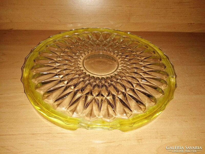 Yellow-edged glass cake plate, cake stand - dia. 27.5 cm (6p)