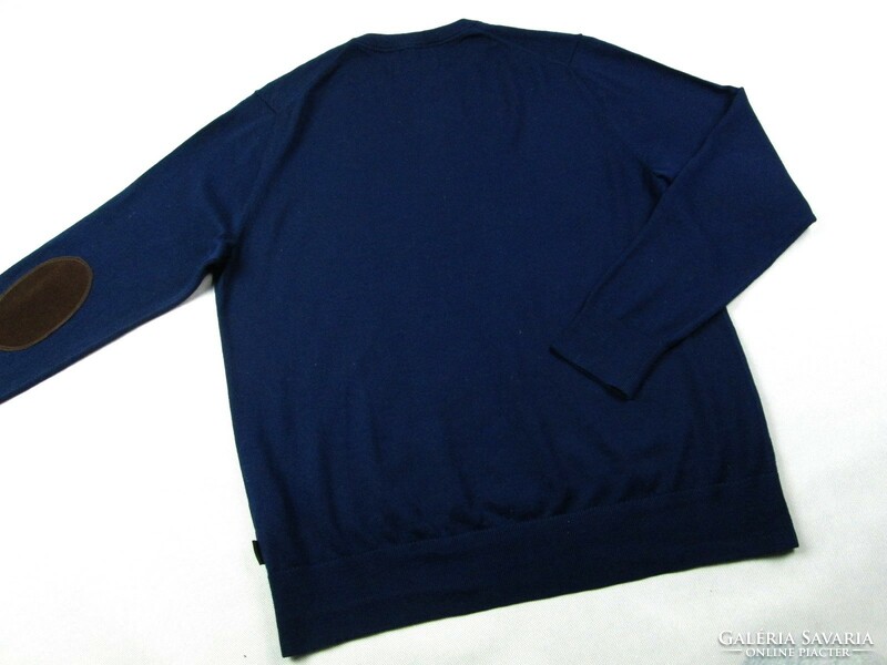 Original calvin klein (xl) elegant long sleeve men's dark blue wool sweater