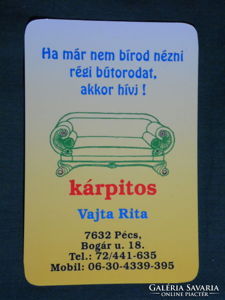 Kártyanaptár, Vajta Rita kárpitos, Pécs, grafikai rajzos, kanapé , 2003, (6)