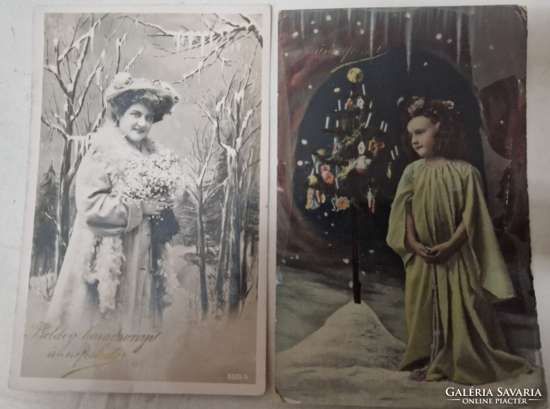 Régi karácsonyi üdvözlő képeslapok 1908-as pecsételéssel