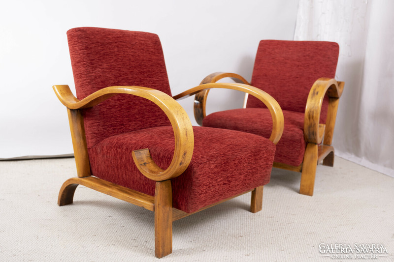 Art deco patina bent armchairs in good condition