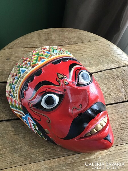 Old hand painted oriental wall wooden mask