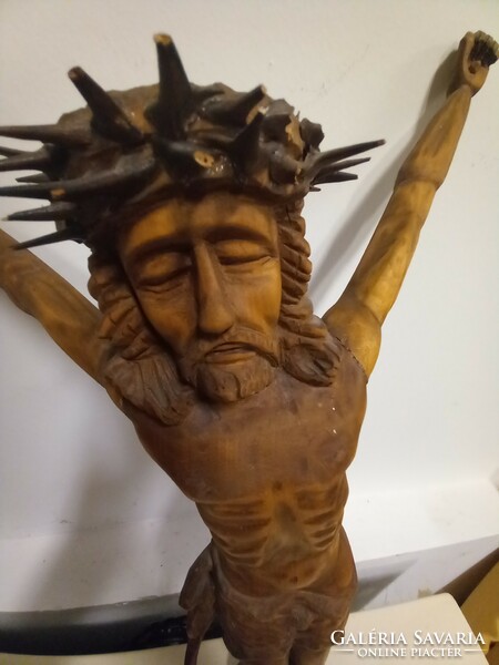 Krisztus teste korpusz  feszület faszobor fafaragás cca 1980 53cm