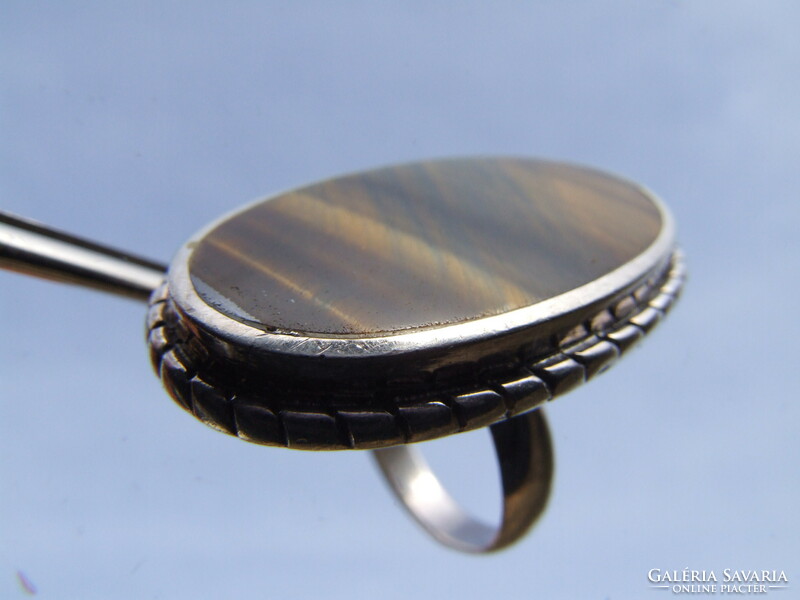 Silver ring with tiger eye (240209)