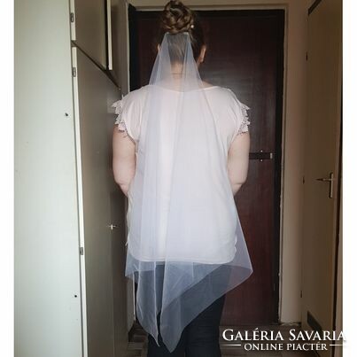 Fty97 - 1-layer, untrimmed, snow-white square bridal veil 60x100cm
