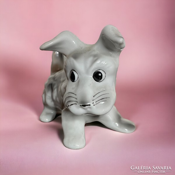 Retro, vingage porcelán kutya szobor