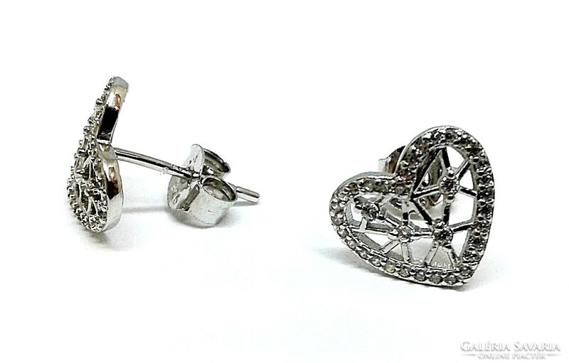 Modern style silver heart earrings (zal-ag116338)