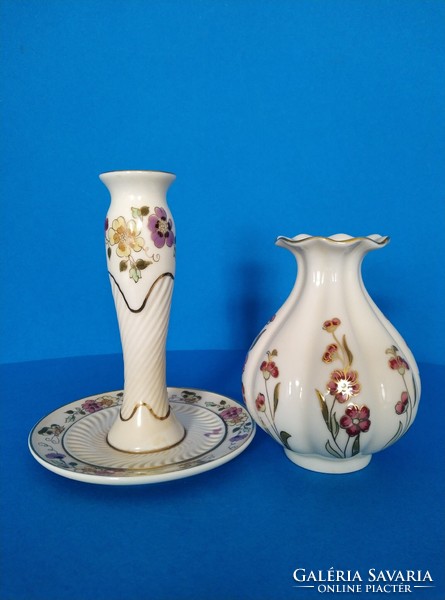 Zsolnay váza és gyertyatartó