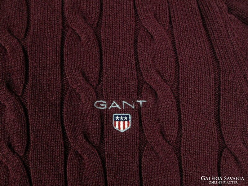Original gant (s) elegant men's burgundy sweater with twisted pattern