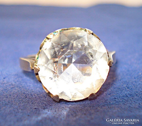 Antique gold ring with diamond-cut rock crystal