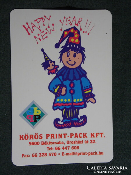 Card calendar, körös print pack kft., Békéscsaba, advertising graphics, graphic artist, clown, 2003, (6)