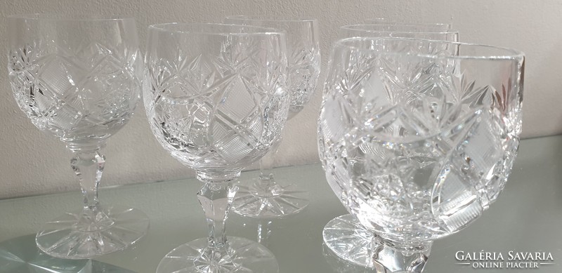 Set of 6 beautiful, polished crystal glasses 14 cm