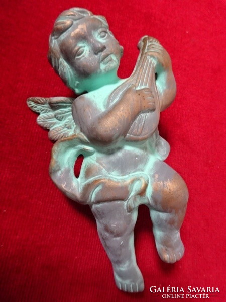 Antik kerámia angyalka az 1930-as évekből. Lant művész, magassága 15 cm. Jókai.