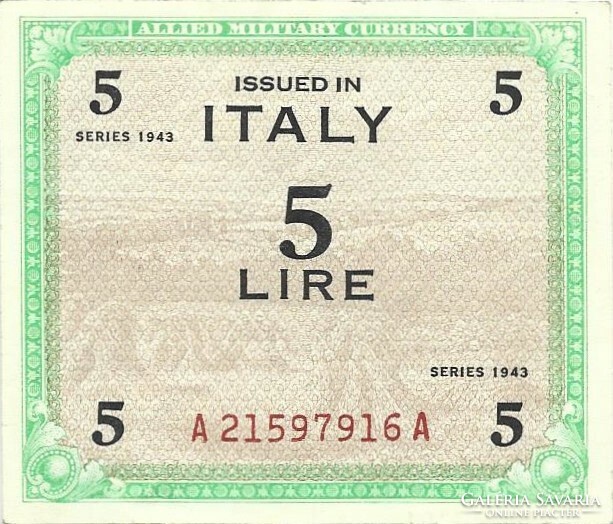5 Lire lira 1943 Italy military militari beautiful