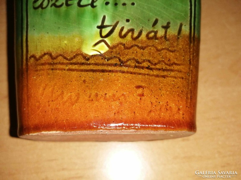 Hódmezővásárhely inscription ceramic butella monus f - 20 cm high (z-4)