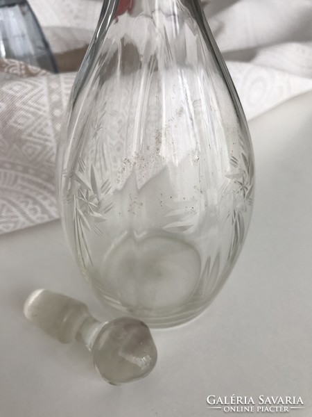 Old polished glass, table serving / decanter 24cm