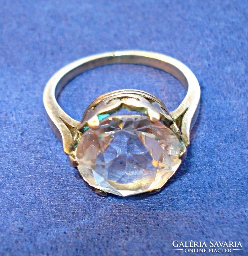 Antique gold ring with diamond-cut rock crystal