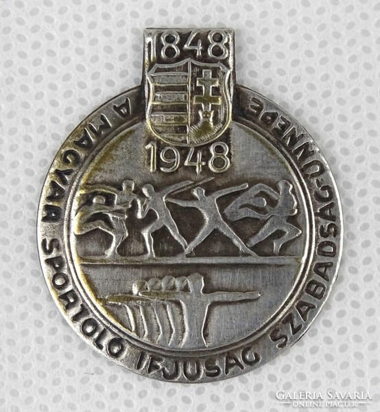 1Q415 A magyar sportoló ifjúság - Szabadság ünnepe ezüstözött emlék lemez 1848-1948