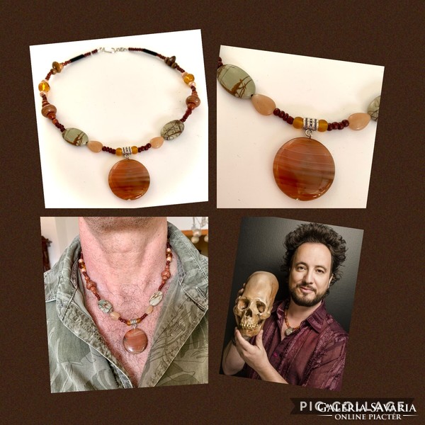 Ancient aliens necklace, giorgio tsoukalos necklaces, ufo necklace, unisex jewelry with galaxy