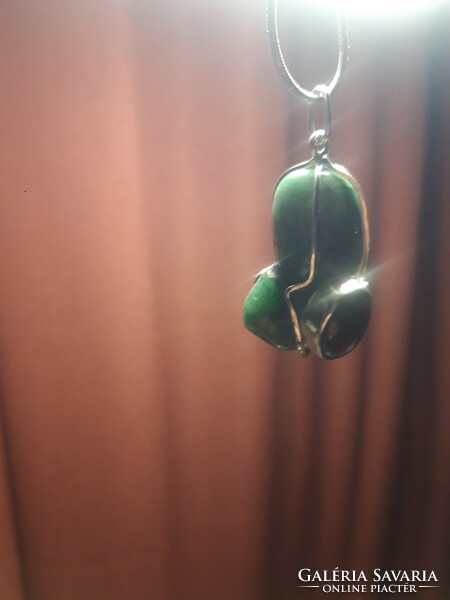 Emerald and ruby amulet - silver jewelry