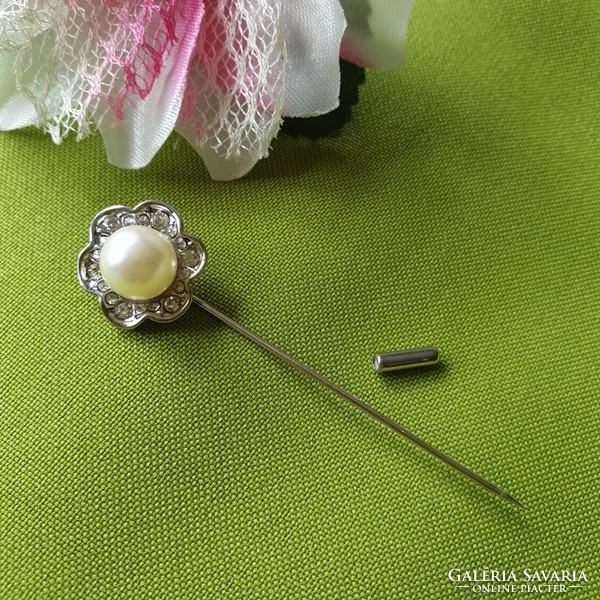 Lapel pin, pin six06 - rhinestone flower 20x75mm