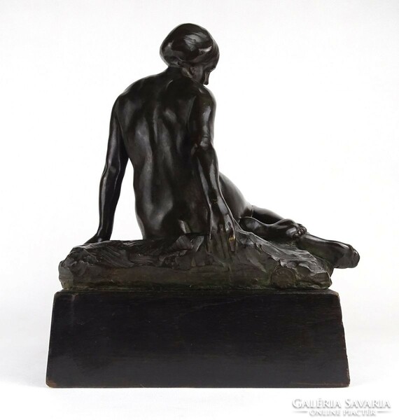 1P604 velvet solid bronze nude statue 34 cm