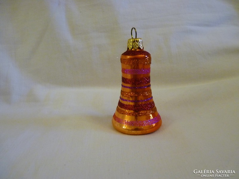 Retro style glass Christmas tree decoration - striped bell!